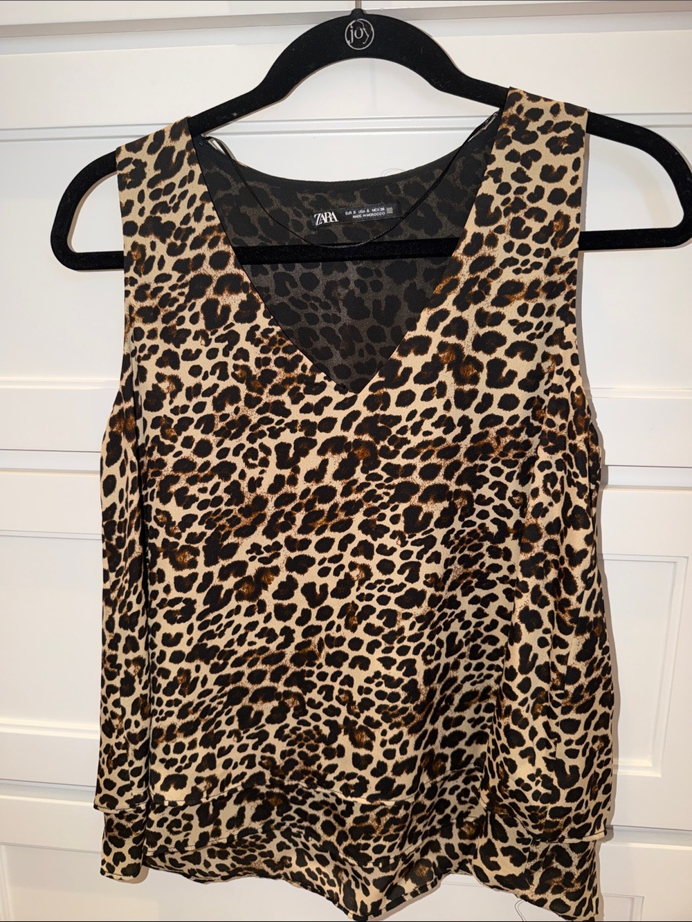 Zara Leopard Print V Neck Tank Top Small